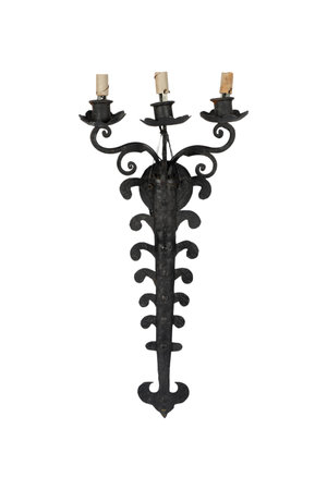 Vintage forged candlestick isolated on white background with clipping pathの写真素材