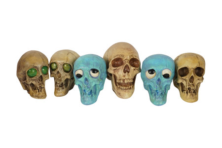 Skulls isolated on white background with clipping path. Halloween decoration.の写真素材