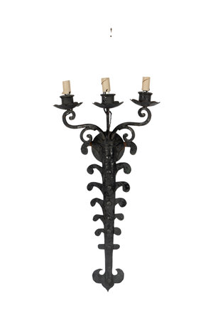 Black metal candlestick isolated on white background with clipping path.の写真素材