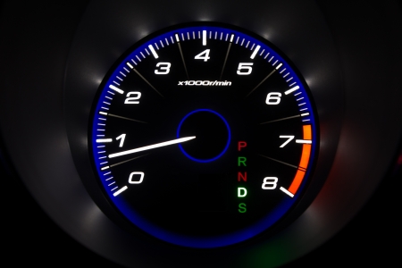 Car speedometer in the darkの写真素材