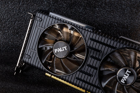 Varna, Bulgaria, January 06, 2021. Palit Nvidia Geforce RTX 3060 Ti Dual OC 8GB GDDR6 gaming...