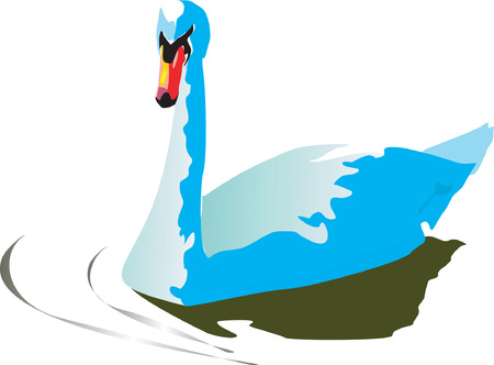 Blue duck swimming on waterのイラスト素材