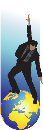 Businessman dancing on the earth のイラスト素材