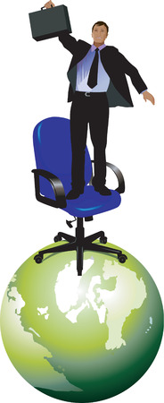 Businessman on the top of the worldのイラスト素材