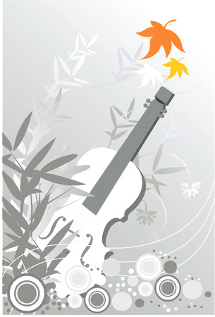Guitar on black and Wight floral background のイラスト素材