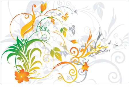 Flowers and leaves on floral back groundのイラスト素材