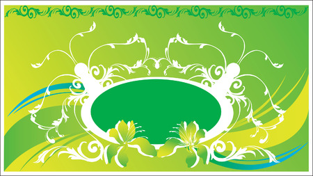 Floral designs on green back ground のイラスト素材