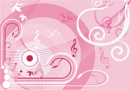 Floral designs with strings and notesのイラスト素材