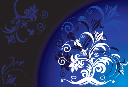 Floral designs with trees on blue back ground のイラスト素材