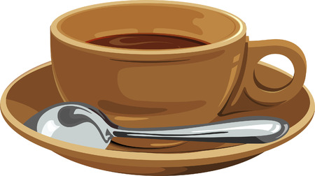 Cup and saucer with a spoonのイラスト素材