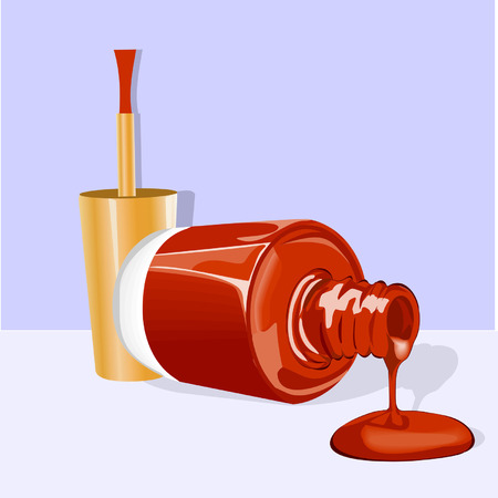 Nail polish flowing from the bottle.のイラスト素材
