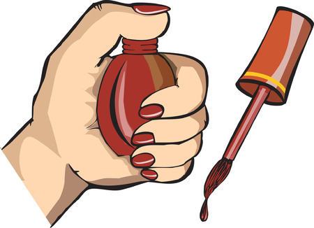 Hand holding nail  polish のイラスト素材