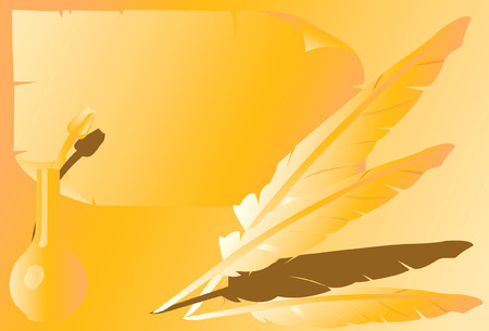 Two Quill and an ink bottleのイラスト素材