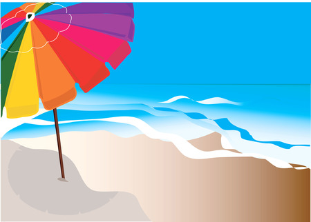 Umbrella on  sea beach.のイラスト素材