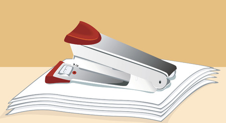 stapler on few white papersのイラスト素材