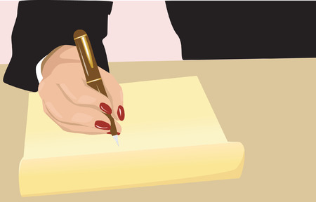  businesswoman writing with a pen on a paperのイラスト素材