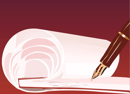 Writing on a notepad with help of an fountain penのイラスト素材