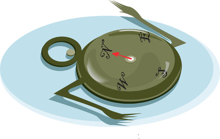 Compass having two hand , showing direction のイラスト素材