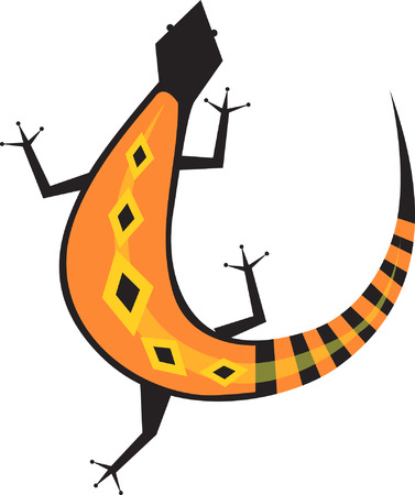 A colourful lizard turning backwardsのイラスト素材