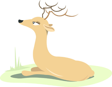 A horn dear resting in a grass landのイラスト素材