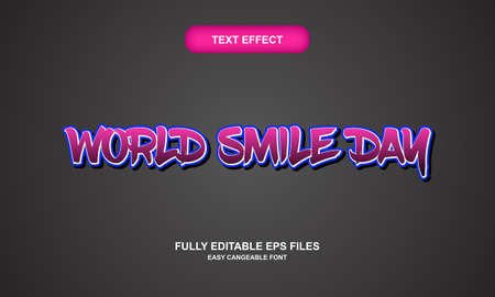 Editable text effect world smile day title style
