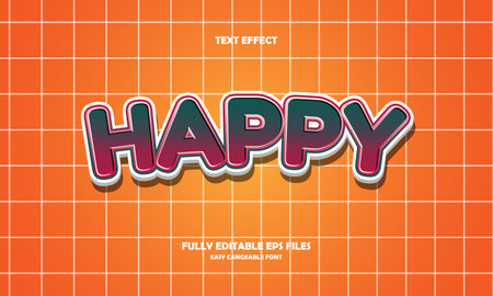 editable text effect happyのイラスト素材