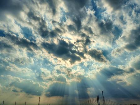 Sun light coming through a gap in the clouds