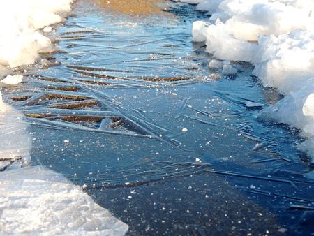 The frozen road surface