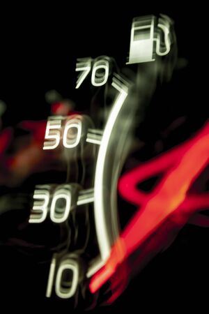 Fuel gauge indicates empty tank, close upの写真素材