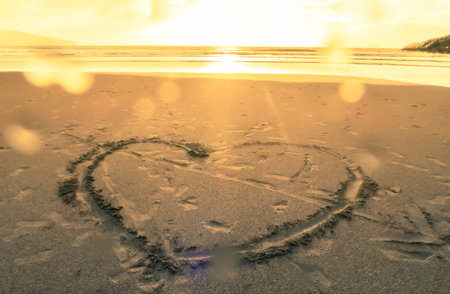 heart- a picture on sandの写真素材