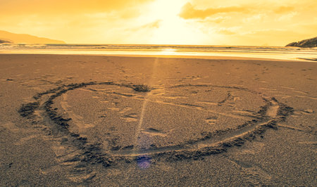 heart- a picture on sandの写真素材