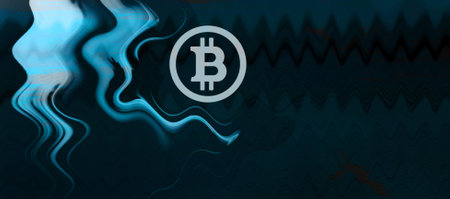 Conceptual digital Bitcoin art. Abstract background. Digital coin ..の写真素材