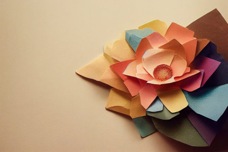 3d render, digital illustration, colorful paper flowers wallpaper, spring summer background, floral bouquet isolated on white, vibrant colors, mint pink orange yellowの写真素材