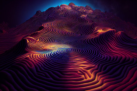 Creative digital psychedelic labyrinth space. Maze and solution concept. 3D Rendering