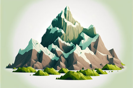 Mountain generative ai illustration landscape mature silhouette element outdoor icon snow ice tops and decorative isolated camping travel climbing or hiking mountainous geologyの写真素材