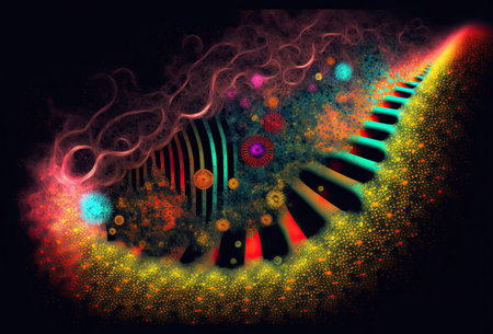 Abstract background, modern art. Colors of the universe. Generative and illustrationの写真素材