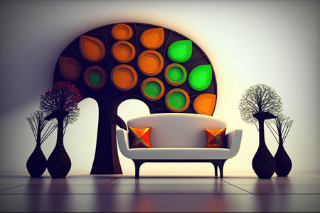 sofa and modern art in the background. generative etcの写真素材