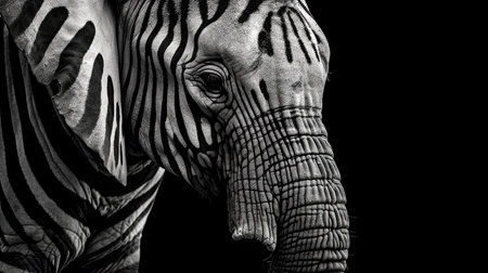 Elephant with zebra skin. Generative and illustrationの素材