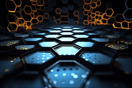 Hexagonal abstract space. Futuristic technology background. Generative and othersの素材