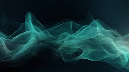 Abstract green digital wave, Generative AIの素材