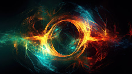 Colorful abstract light waves. Modern futuristic background. Generative and othersの素材