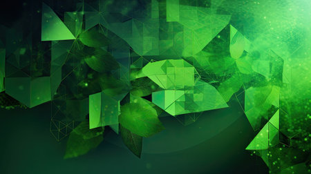 A green background, part organic and part digital. Green leaves. Generative and othersの素材