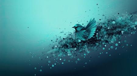 Modern abstract background with flowers and birds. Generative and illustrationの素材