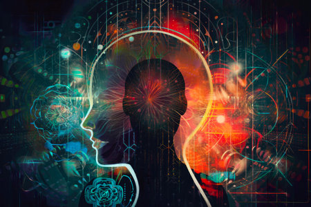 Reality of Human Mind. Concept of human psychology background. Generative and illustrationの素材