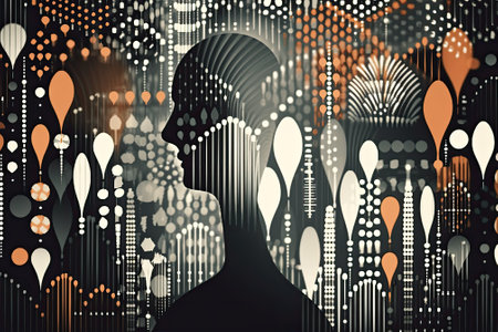 Technology and innovation concept. Human silhouette. Generative and othersの素材