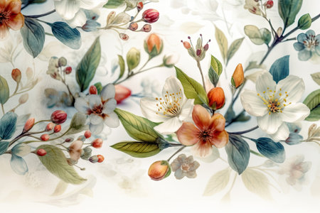 Beautiful abstract flower background in watercolor style. Generative AI.の素材