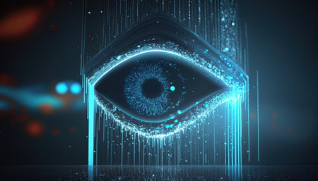 Technology concept. Eye, digital, design, biometric, generativeの素材
