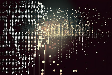 Representation of artificial intelligence in the form of silhouette point graphics.の素材