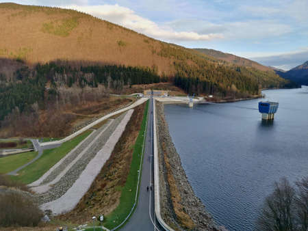 The dam of the Sance reservoir in the Beskydy Mountains.