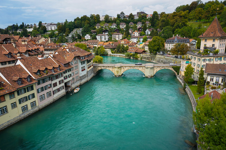 The Bridge over the Aare at Bern, Switzerland.の写真素材